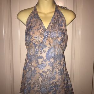 4/$10 item🤑 MOTHERHOOD Maternity Tan & Blue Paisley Halter with breast panel